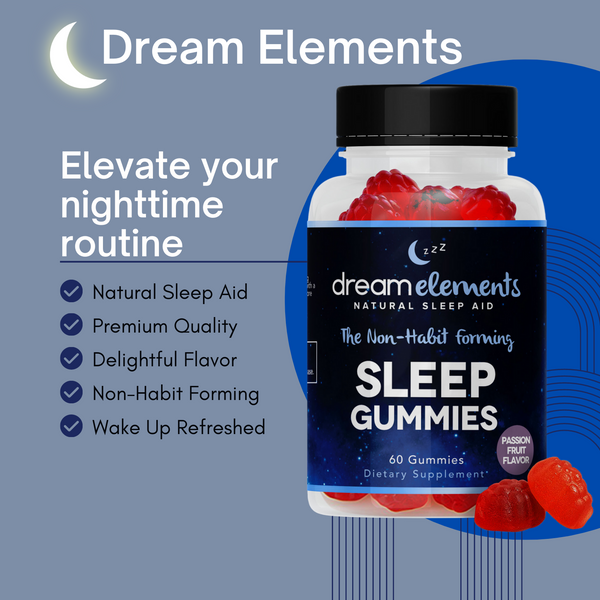 Dream Elements Natural Sleep Gummies- Passion fruit Flavor, 60ct