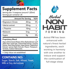 Avinol PM Sleep Drops (Berry Flavor) – NEW! Natural Liquid Sleep Aid with Melatonin and Herbal Extracts – 2 fl oz