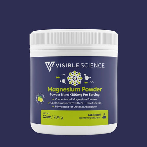 Visible Science Magnesium Powder - Magnesium Citrate & Aquamin Lemon-Lime Drink Mix - Relaxation & Muscle Support - 60 Servings