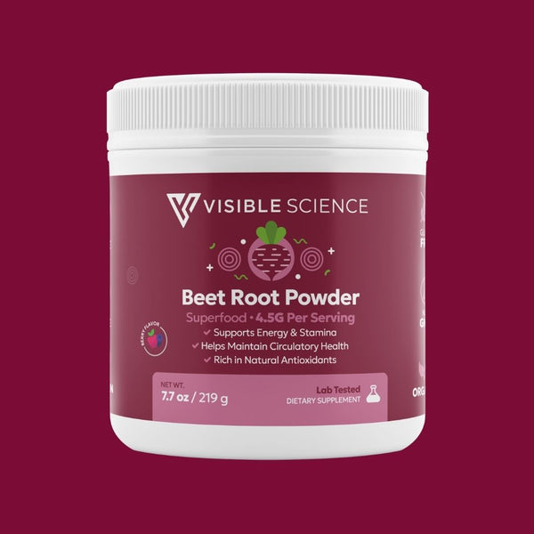 Visible Science Beet Root Powder - Organic Beetroot Nitric Oxide Drink Mix - Raspberry Acai Flavor for Circulation, Stamina & Energy - 30 Servings