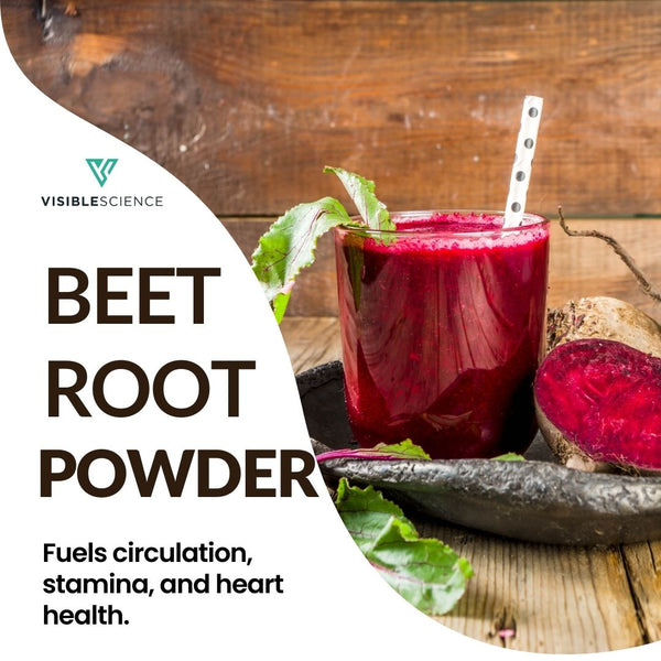 Visible Science Beet Root Powder - Organic Beetroot Nitric Oxide Drink Mix - Raspberry Acai Flavor for Circulation, Stamina & Energy - 30 Servings