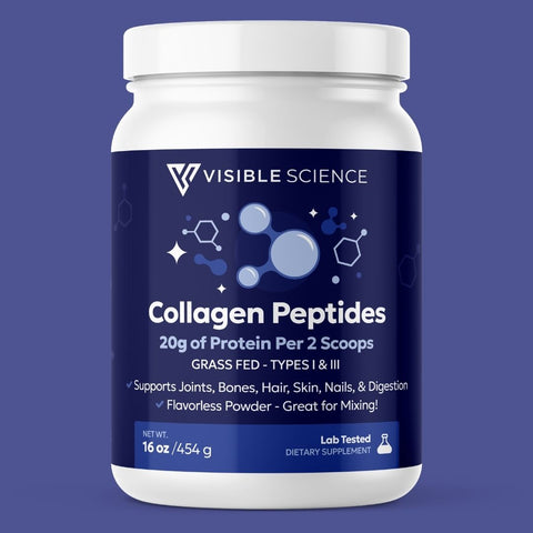 Visible Science Collagen Peptides - Unflavored Hydrolyzed Grass-Fed Collagen Powder - Type I & III Peptides - Skin, Hair, Nail & Joint Support