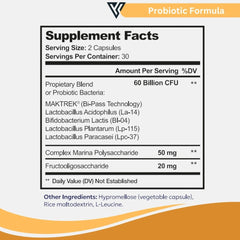 Visible Science Probiotic Formula - 60 Billion CFU Daily Probiotic with Prebiotic & MAKTREK Bi-Pass Delivery - Digestive & Gut Health Capsules
