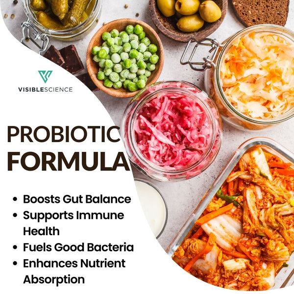Visible Science Probiotic Formula - 60 Billion CFU Daily Probiotic with Prebiotic & MAKTREK Bi-Pass Delivery - Digestive & Gut Health Capsules