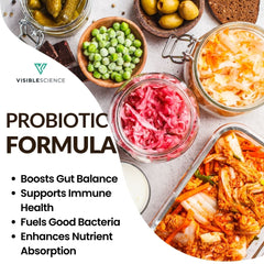 Visible Science Probiotic Formula - 60 Billion CFU Daily Probiotic with Prebiotic & MAKTREK Bi-Pass Delivery - Digestive & Gut Health Capsules