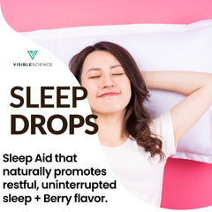Visible Science Sleep Drops - Berry Flavor Liquid Sleep Support - Melatonin, Magnesium, Valerian & L-Theanine - Fast-Absorbing Drops - 2 fl oz