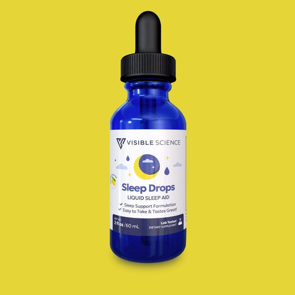 Visible Science Sleep Drops - Lemon Flavor Sugar-Free Liquid Sleep Support - Melatonin, Magnesium & Valerian - Fast-Absorbing Drops - 2 fl oz