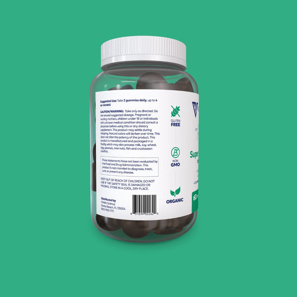 Visible Science Super Greens Gummies - 15 Plant Superfoods with B Vitamins - Strawberry Watermelon Daily Greens - 60 Gummies