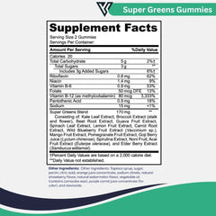 Visible Science Super Greens Gummies - 15 Plant Superfoods with B Vitamins - Strawberry Watermelon Daily Greens - 60 Gummies
