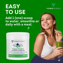 Visible Science Super Greens Powder - 17 Organic Superfoods with Probiotics - Citrus Punch Greens Drink Mix - 30 Servings