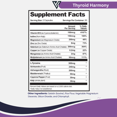 Visible Science Thyroid Harmony - Thyroid Support Supplement with Iodine, Selenium, Zinc, Ashwagandha & Schisandra - Energy & Metabolism - 60 Capsules