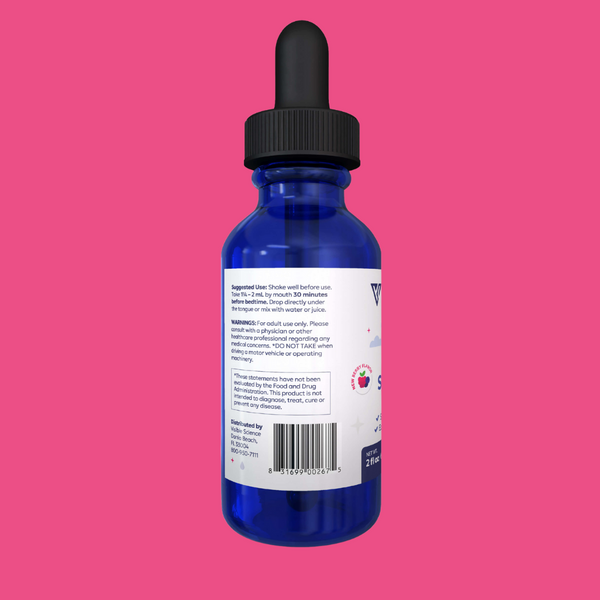 Visible Science Sleep Drops - Berry Flavor Liquid Sleep Support - Melatonin, Magnesium, Valerian & L-Theanine - Fast-Absorbing Drops - 2 fl oz